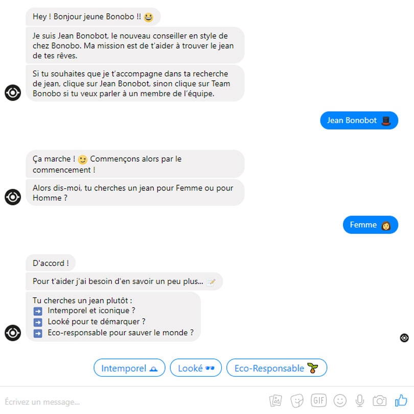 Bonobo développe un chatbot personnalisé sur Messenger Bonobo développe un chatbot personnalisé sur Messenger
