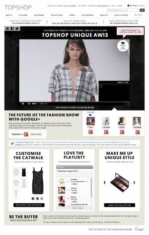 Topshop et Google +: le futur du défilé de mode? Topshop et Google +: le futur du défilé de mode?